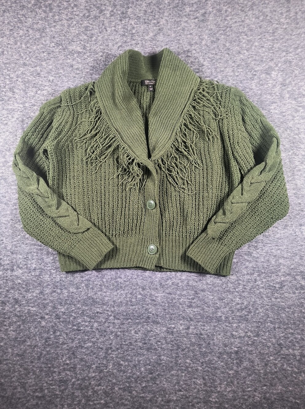 🔥 Bundle 2 For $7🔥 Witty Fox oversized fringe knit green sweater, women's XS